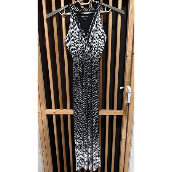 Danillo Boutique Maxi Dress Women Size M Black White Abstract Print Sleeveless - Picture 1 of 5
